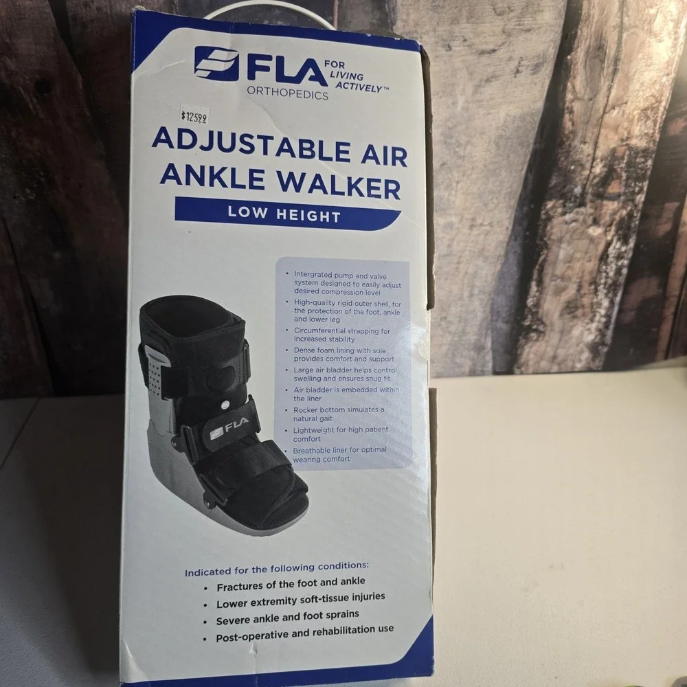 FLA Adjustable Air Ankle Walker Boot Low Large M 10.5-12.5‎ W 11.5-13.5 & Sock